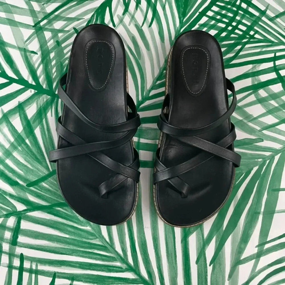 Boden Black Leather Multi Strap Flat Sandals Size 36 (US 5.5) - Picture 1 of 9